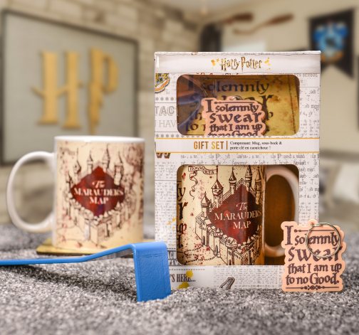 ABYstyle Dárkový set Harry Potter: Pobertův plánek Marauders Map hrnek přívěsek tácek hrnku GP85145 315 ml