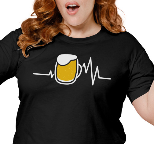 Dámské tričko s potiskem “Tep srdce s pivem”