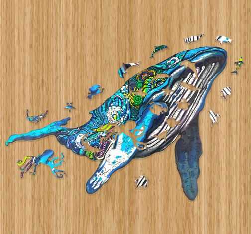 Dřevěné kreativní puzzle Velryba