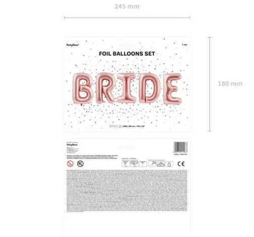 Fóliové balónky “Bride” v rose gold odstínu