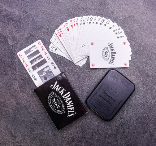 Hrací karty Jack Daniel's v kovovém pouzdře