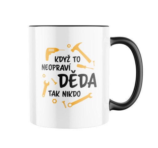 Keramický hrnek s potiskem Když to neopraví děda