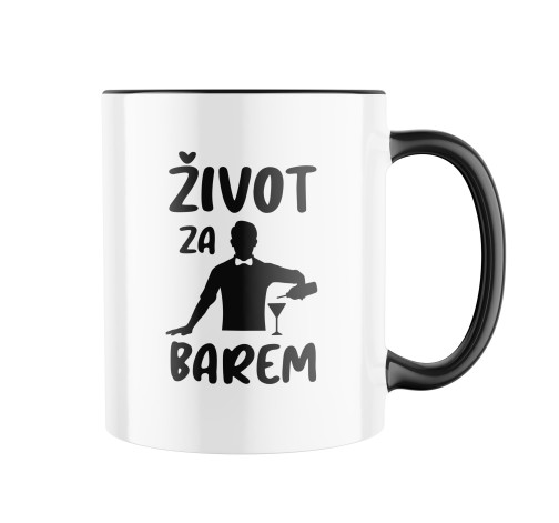 Keramický hrnek s potiskem Život za barem