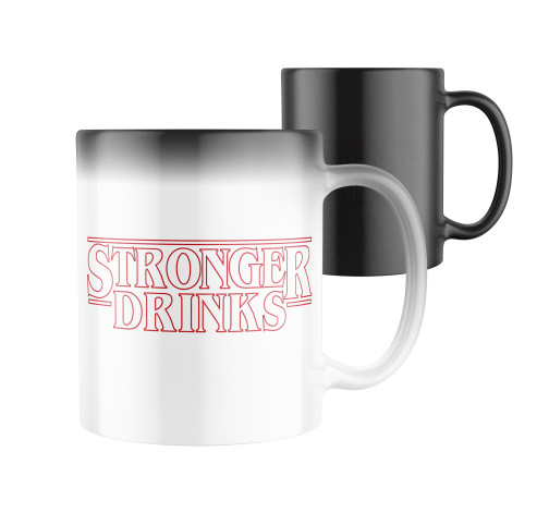 Magický keramický hrnek s potiskem Stronger drinks