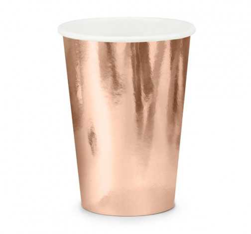 Metalický papírový kelímek rose gold - 6 ks