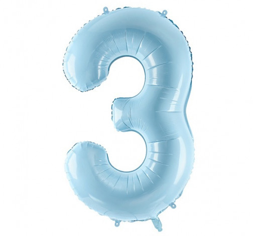 Modrý fóliový balónek ve tvaru číslice ''3''