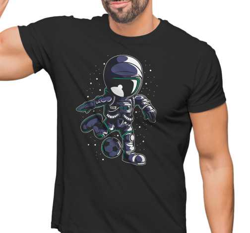 Pánské tričko s potiskem “Astronaut fotbalista před výkopem”