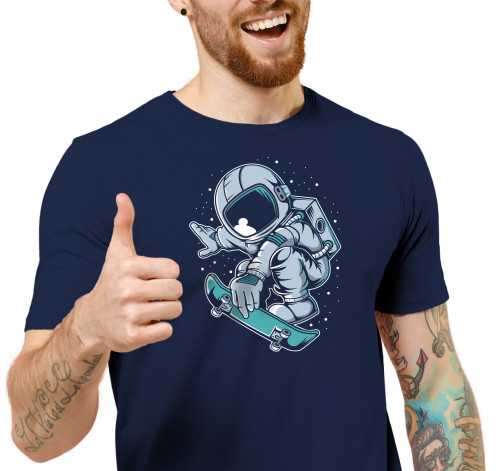 Pánské tričko s potiskem “Astronaut na skejtu ve výskoku