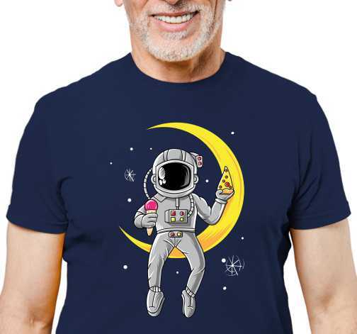 Pánské tričko s potiskem “Astronaut se zmrzlinou a pizzou”