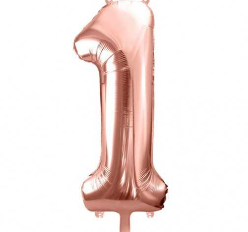 Rose gold fóliový balónek ve tvaru číslice ''1''
