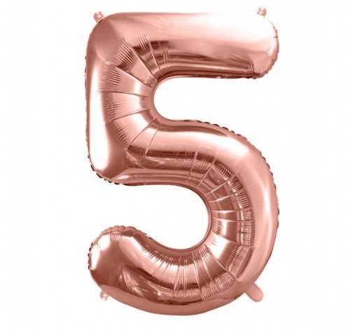 Rose gold fóliový balónek ve tvaru číslice ''5''