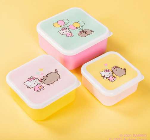 Svačinové krabičky Pusheen a Hello Kitty 3ks