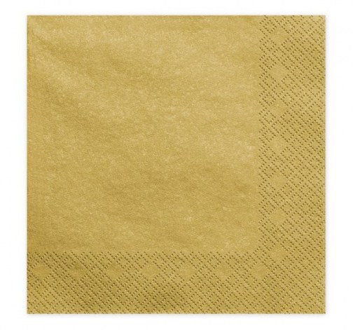 Zlaté papírové ubrousky 33x33 cm - třívrstvé
