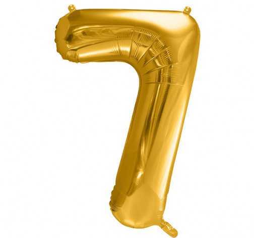 Zlatý fóliový balónek ve tvaru číslice ''7''