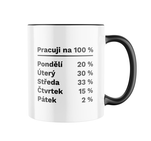 Keramický hrnek s potiskem Pracuji na 100 %