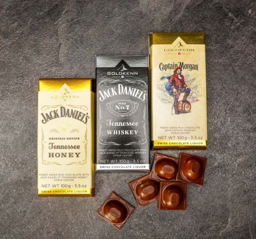 Set tří luxusních čokolád s alkoholem