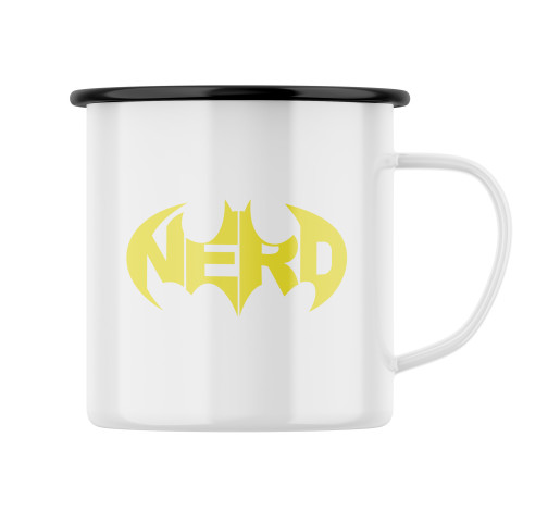Smaltovaný hrnek s potiskem Nerd