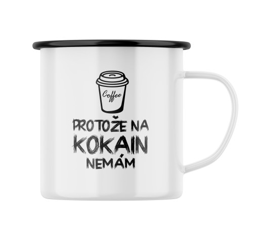 Smaltovaný hrnek s potiskem Piju kafe