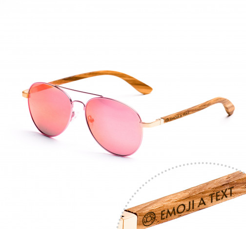 Dřevěné sluneční brýle Aviator růžové