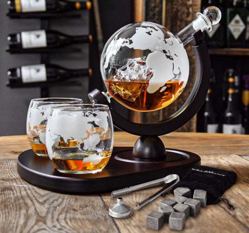 Provzdušňovací karafa na luxusní alkohol s příslušenstvím - DELUXE s podstavcem 850 ml