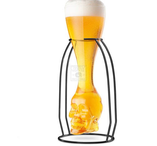 Sklenice ve tvaru lebky 355 ml s držákem