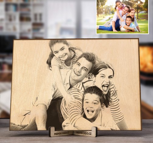 Fotka na dřevo - Rodinný portrét A4 (220 x 310 mm)