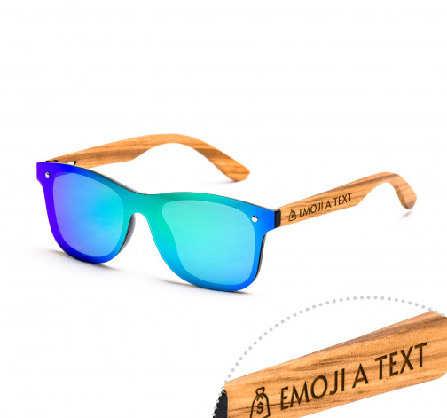 Dřevěné sluneční brýle Luxury modrozelené