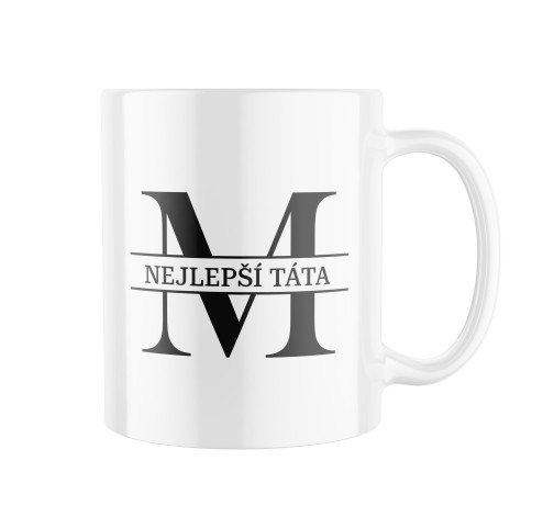 Keramický hrnek s potiskem Nejlepší táta - s iniciálou