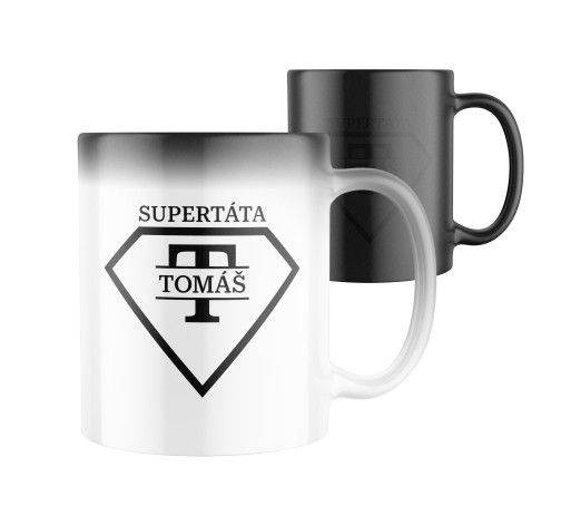 Magický hrnek s potiskem Supertáta - se jménem a inciálem