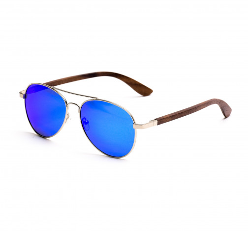 Dřevěné sluneční brýle Aviator – modré
