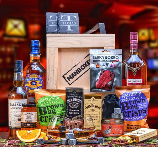 Dárková Bedna s páčidlem pro whiskaře PREMIUM (Dárkový koš)