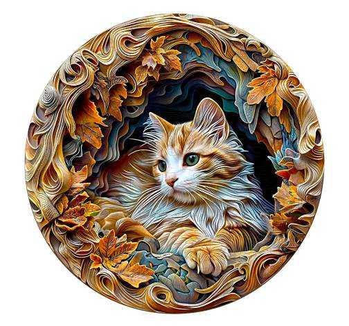 Dřevěné kreativní puzzle - 3D Kočka