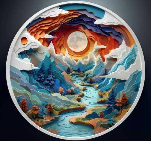 Dřevěné kreativní puzzle - 3D pohled do údolí