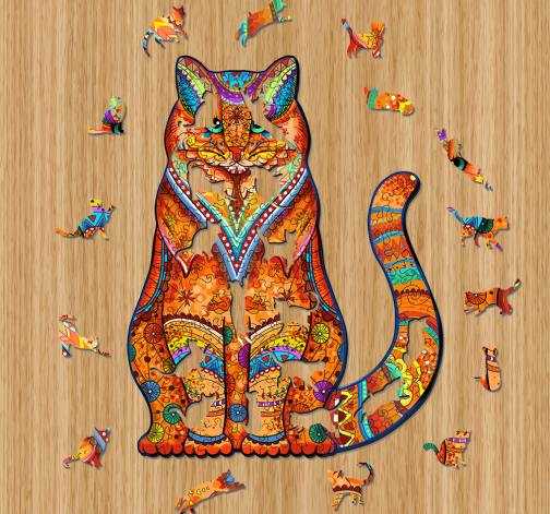 Dřevěné kreativní puzzle Kočka