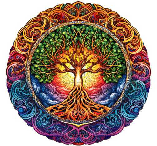 Dřevěné kreativní puzzle - Mandala strom života