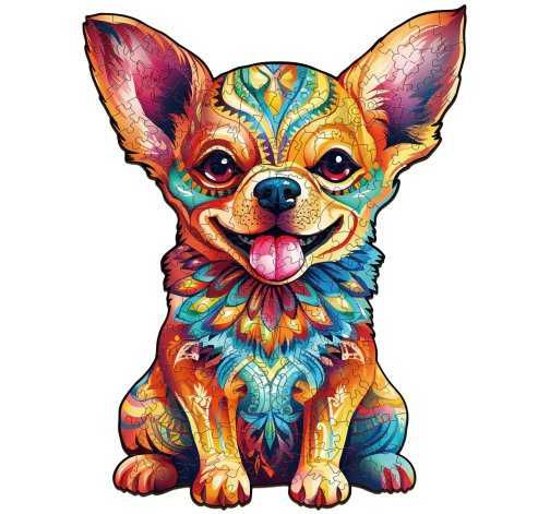 Dřevěné kreativní puzzle - Roztomilá čivava