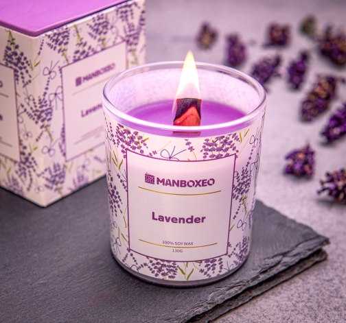 Originální Svíčka s dřevěným praskajícím knotem a inteznivní vůní Lavender 130 g