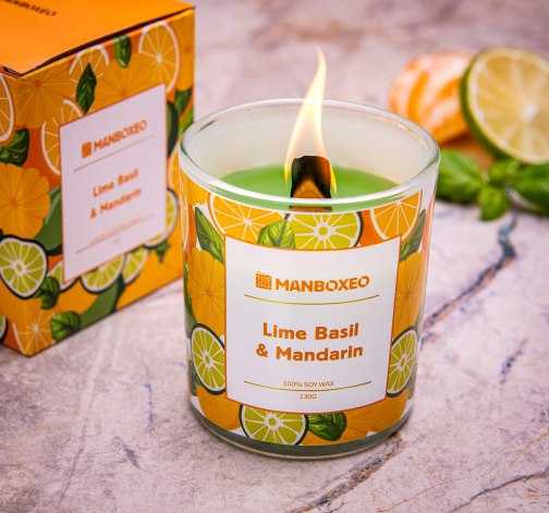 Originální Svíčka s dřevěným praskajícím knotem a inteznivní vůní Lime Basil & Mandarine 130 g