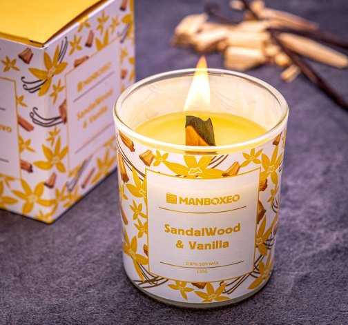 Originální Svíčka s dřevěným praskajícím knotem a inteznivní vůní - Santal & Vanilla 130 g