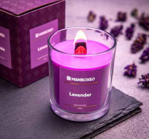 Sójová Svíčka s dřevěným praskajícím knotem a inteznivní vůní - Lavender 130 g
