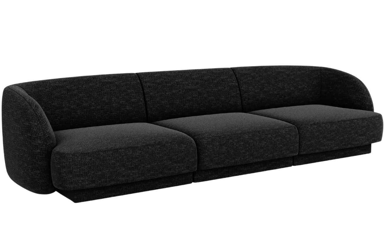 Černá žinylková trojmístná pohovka MICADONI Miley 255 cm