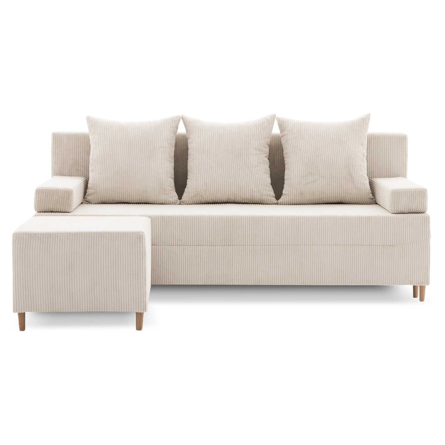 Rozkládací pohovka s podnožkou FIREZE - poso Béžová