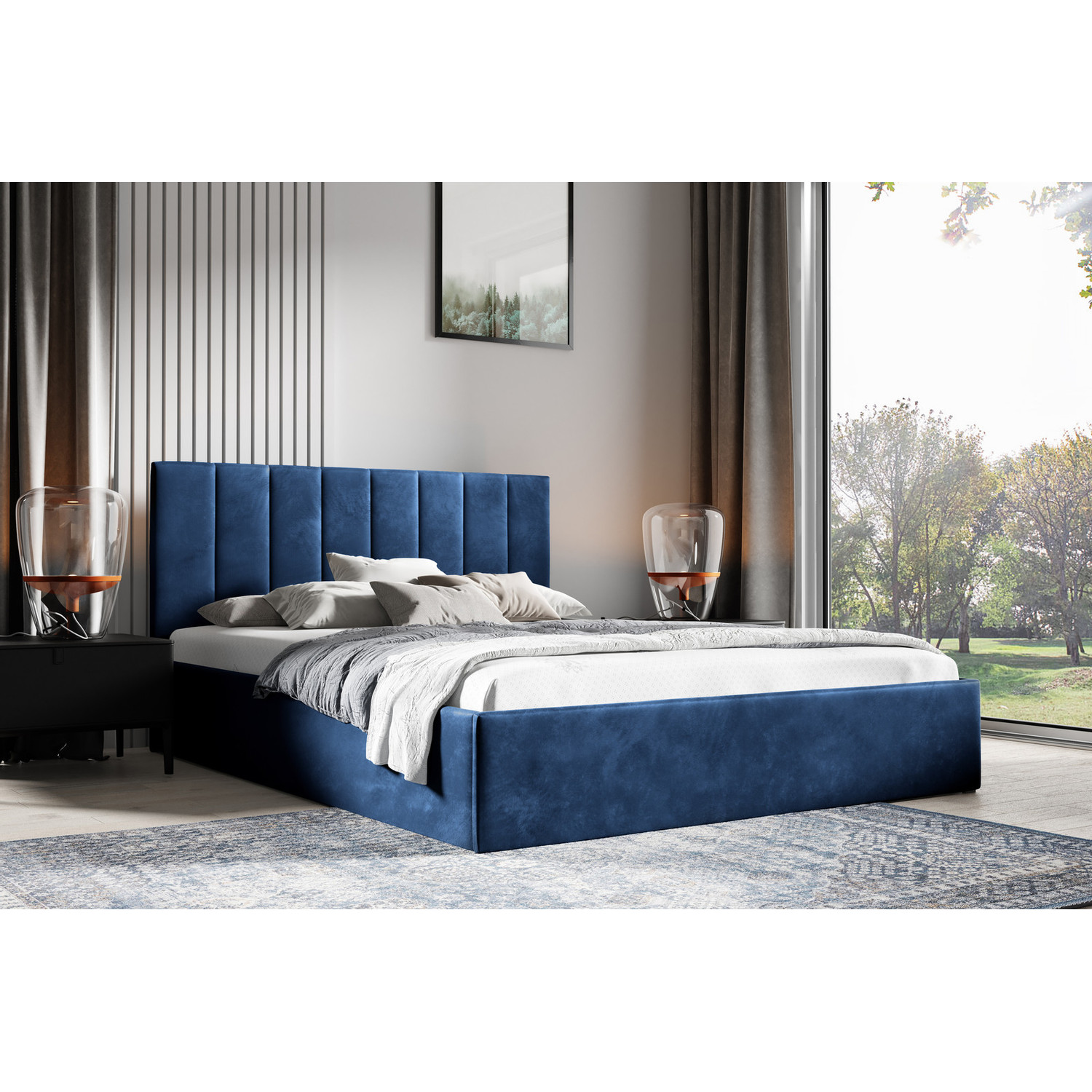 Postel LUCY 2 160x200 cm Tmavě modrá
