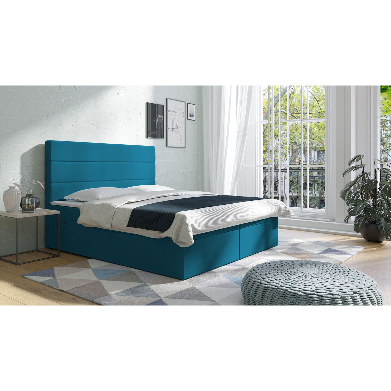 Postel 62 BAKU 140x200 cm s úložným prostorem Světle modrá