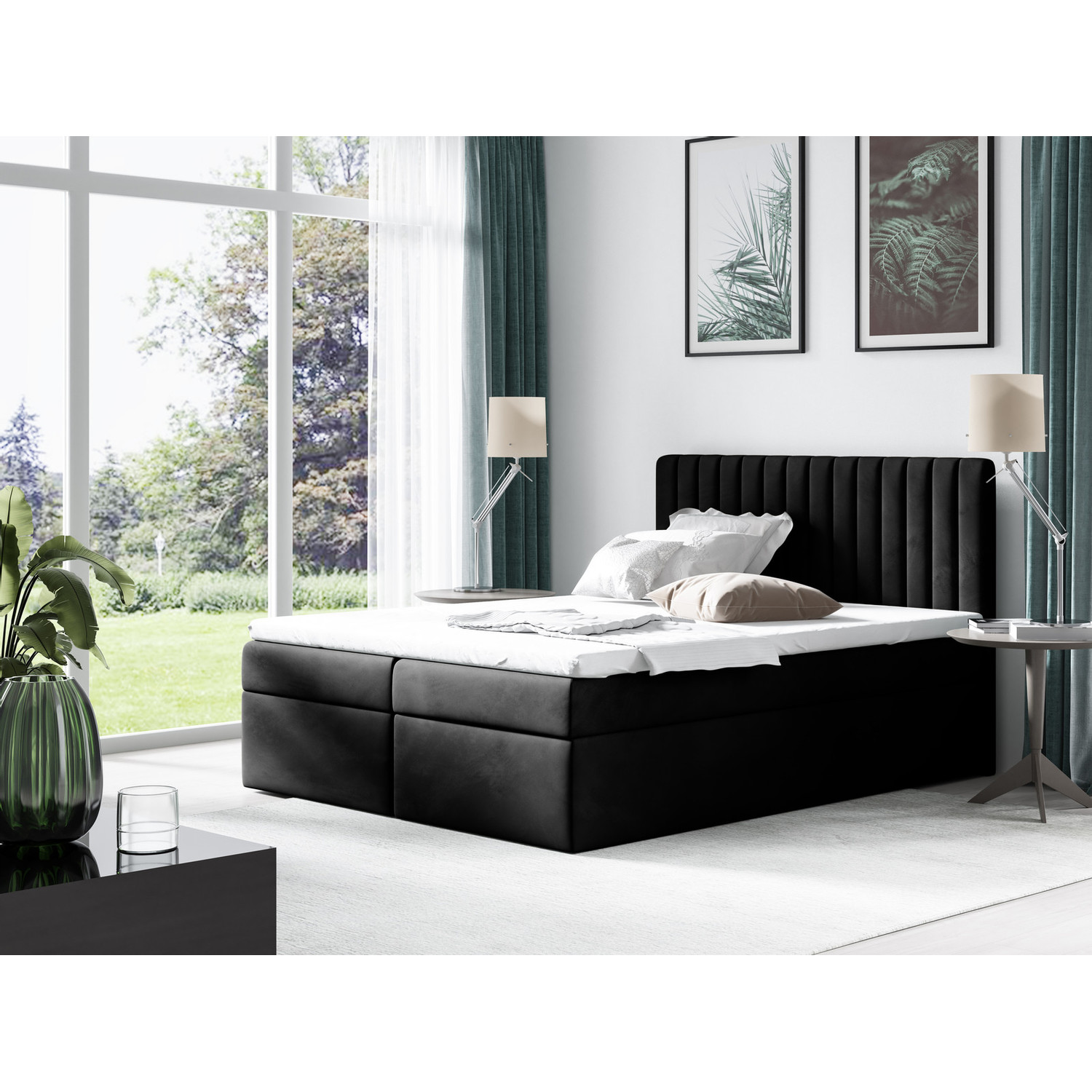 Postel 69 BISSAU 160x200 cm s úložným prostorem Černá