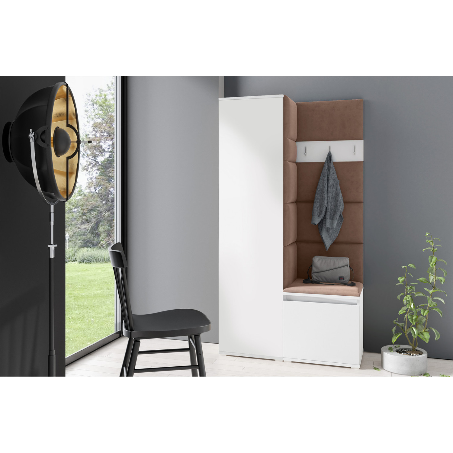 Předsíňová stěna AMI 13 Hnědá Bílá Bez zrcadla