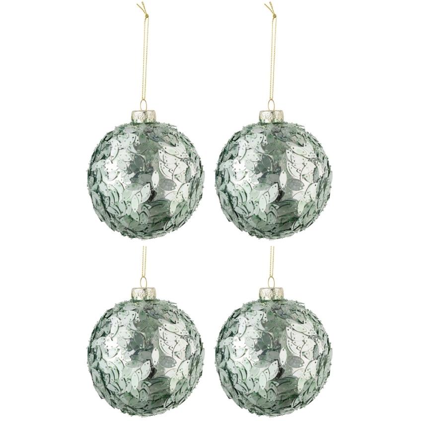 Set čtyř zelených skleněných vánočních ozdob J-line Grien 10