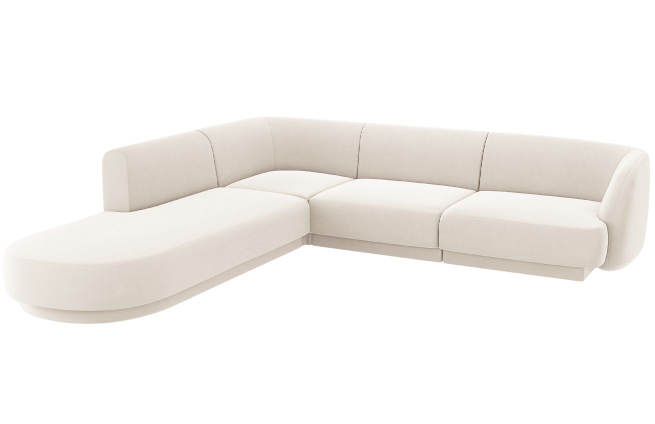 Béžová sametová rohová pohovka MICADONI Miley 255 cm