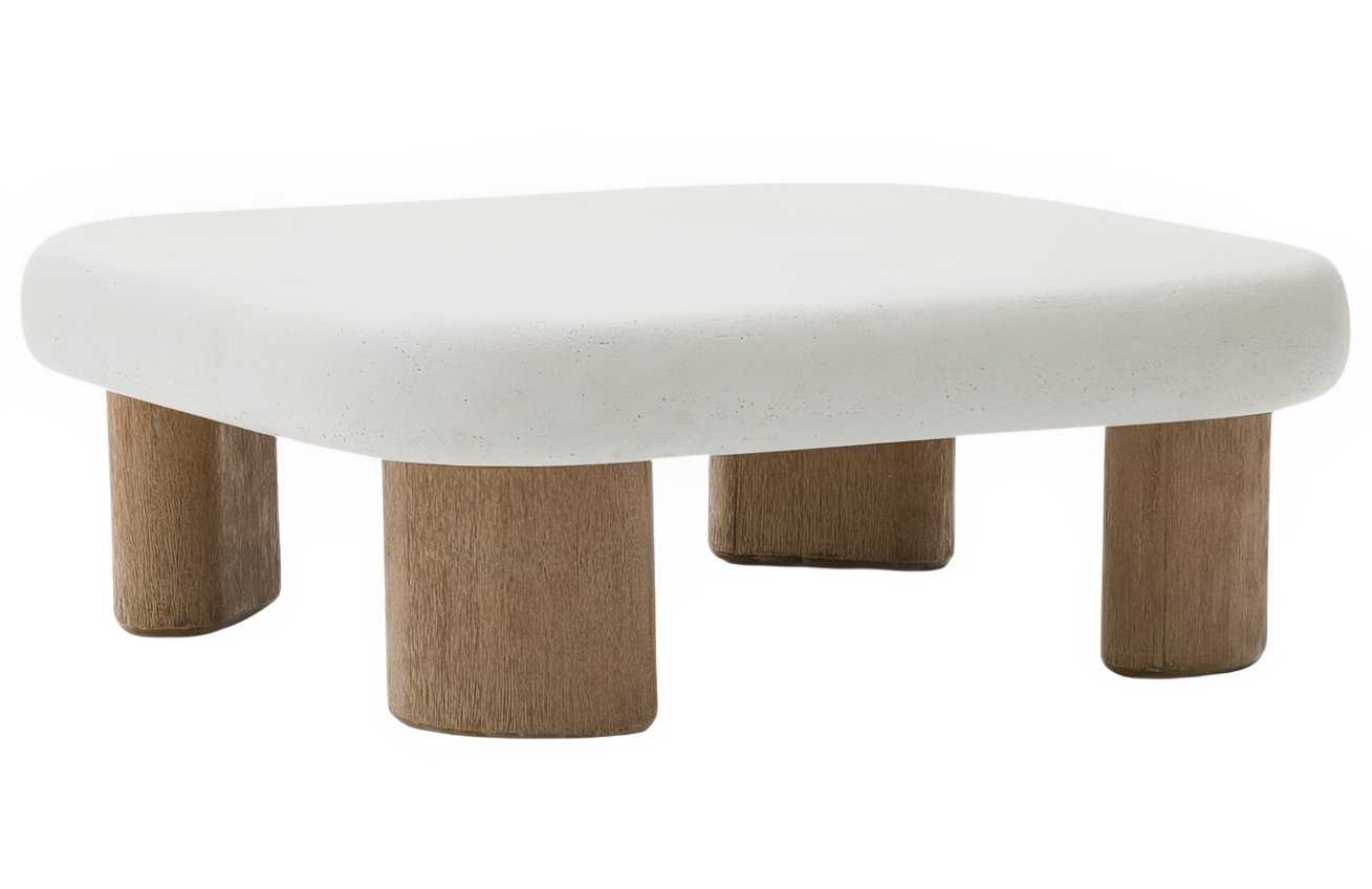 Bílý cementový zahradní stolek Kave Home Labra 80 x 80 cm