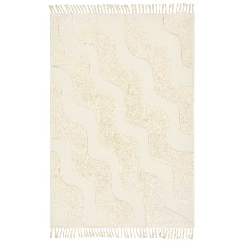 Jotex Krémově bílý bavlněný koberec WAVING 130 x 190 cm
